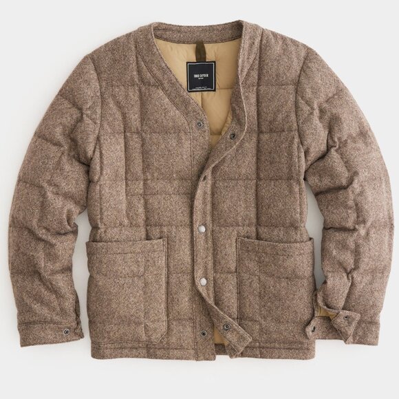 Todd Snyder Quilted Down Cardigan in Brown Donegal NWT - Picture 3 of 3